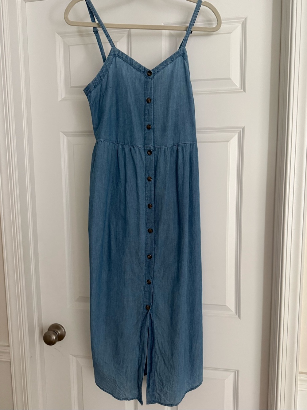 Light Blue Smocked Bodice Midi Dress - Women's